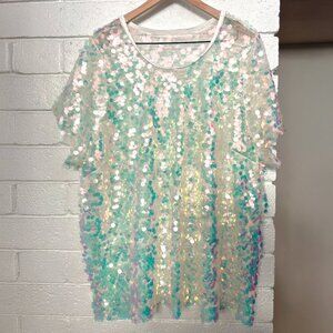 Sheer Mermaid Iridescent Sequin Mini Dress from Torrid - one size